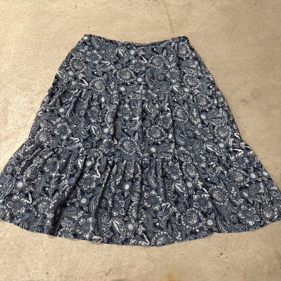 Notations‎ Tiered Floral Midi Boho Peasant Skirt Floral 1X Paisley Y2K Blue - Picture 1 of 9